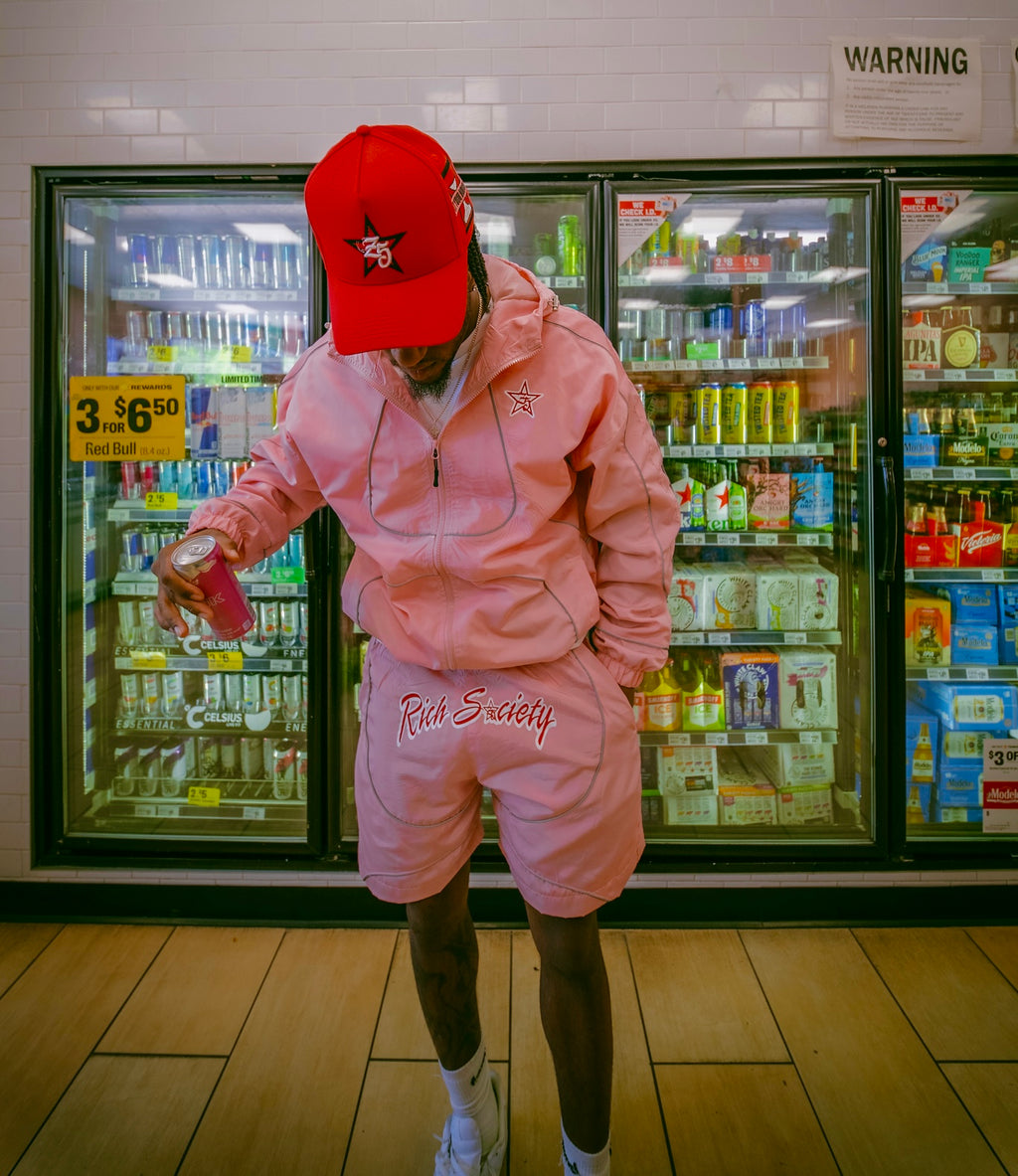 Pink "Rich Society" Windbreaker Set