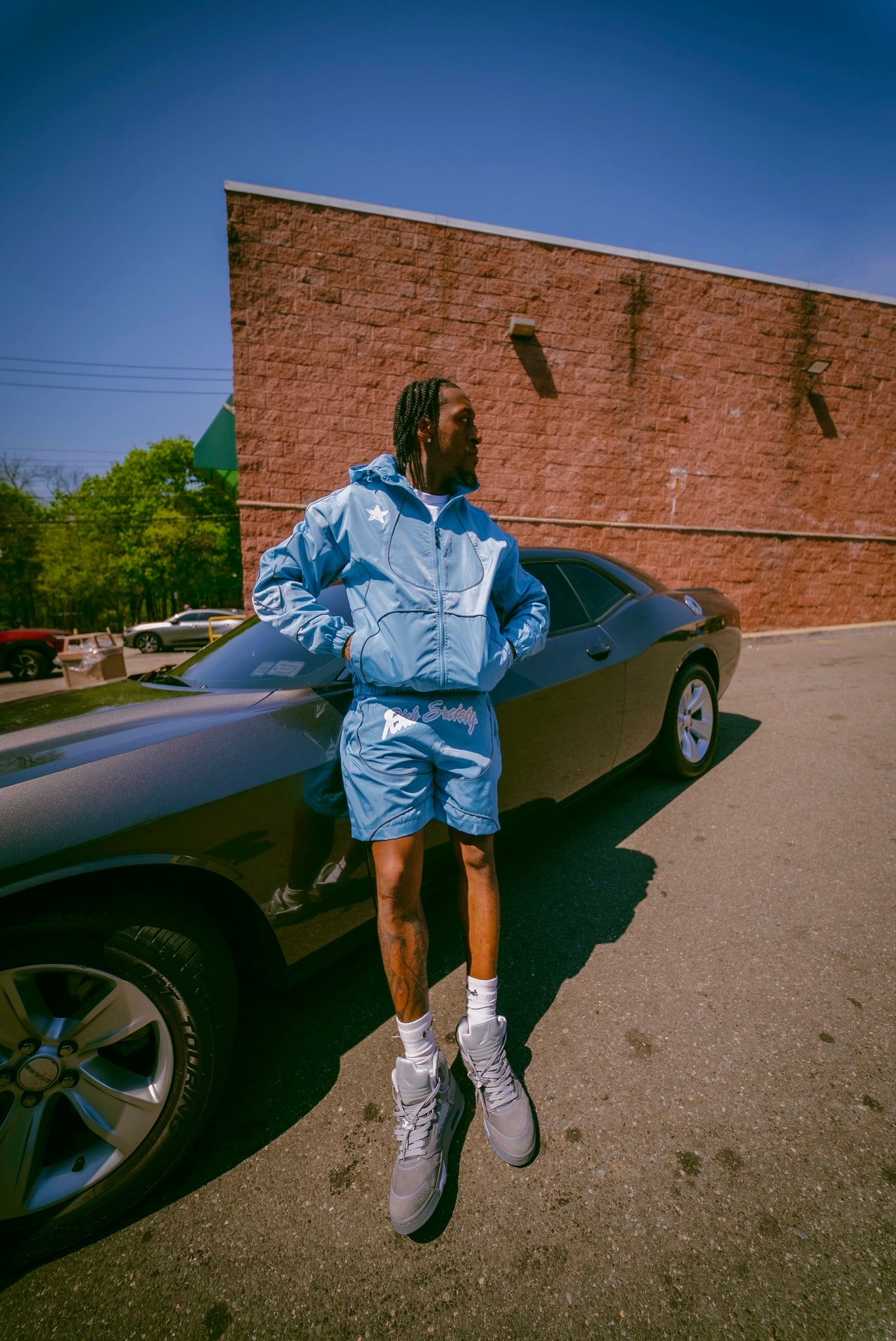 Carolina Blue "Rich Society" Windbreaker Set