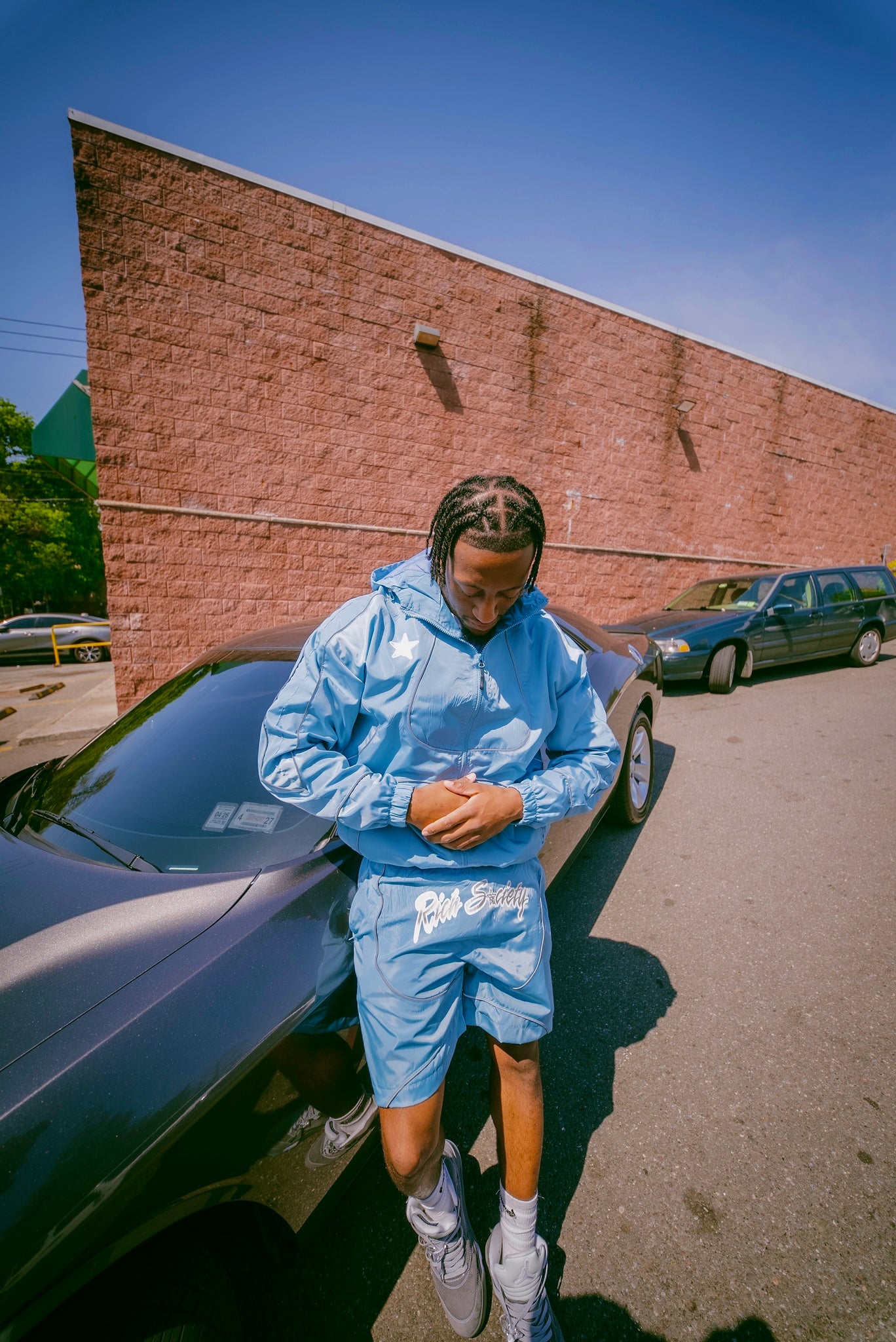 Carolina Blue "Rich Society" Windbreaker Set